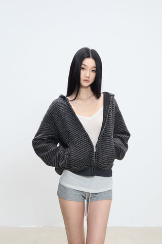 striped hooded coat