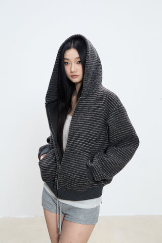 striped hooded coat