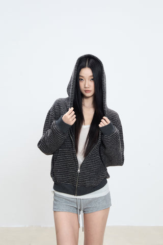 striped hooded coat