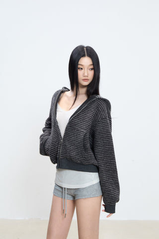striped hooded coat