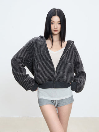 striped hooded coat