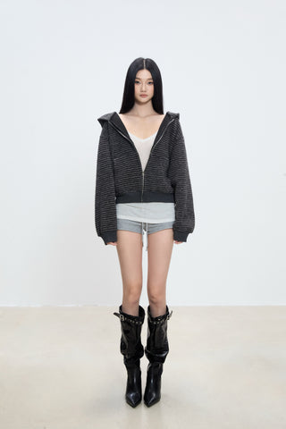 striped hooded coat