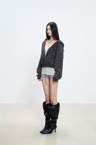 striped hooded coat