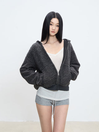 striped hooded coat