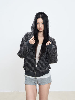 striped hooded coat