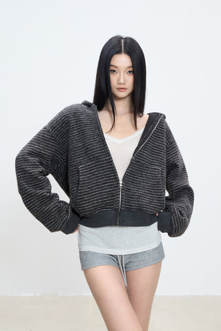 striped hooded coat