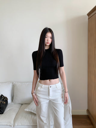 black knit top