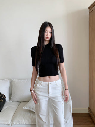 black knit top