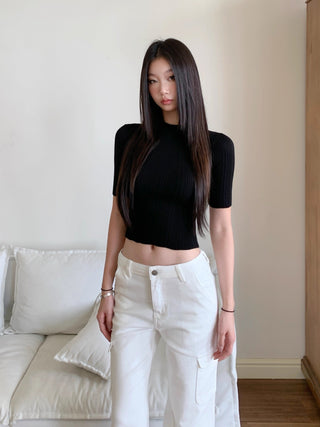 black knit top