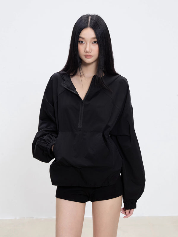 zipper windbreaker coat