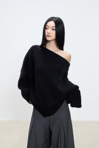 oblique shoulder sweater