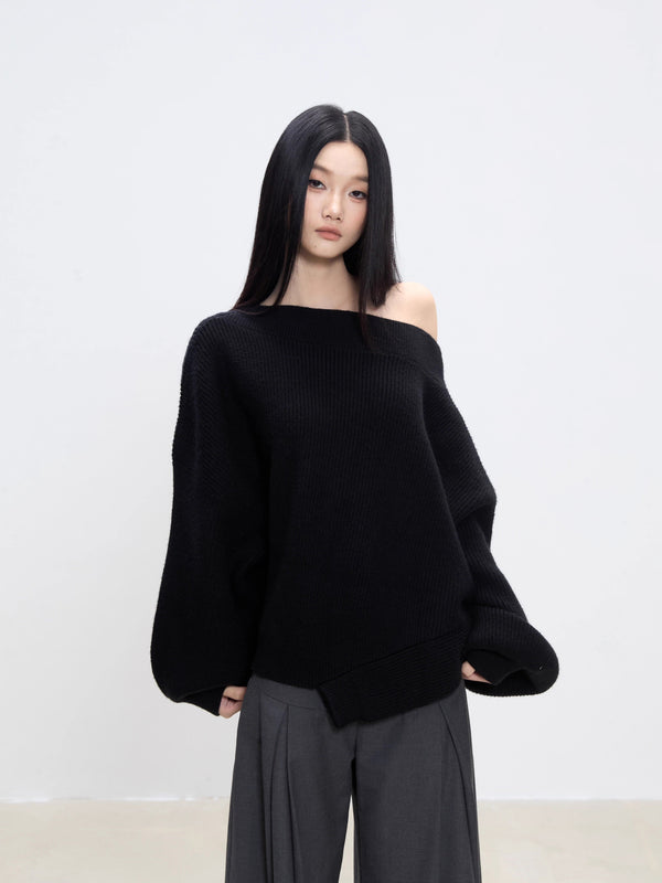 oblique shoulder sweater