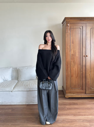 oblique shoulder sweater