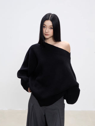 oblique shoulder sweater