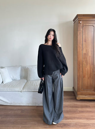 oblique shoulder sweater