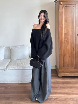 oblique shoulder sweater