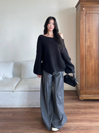 oblique shoulder sweater