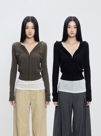 zipper long coat