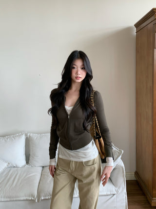 zipper long coat