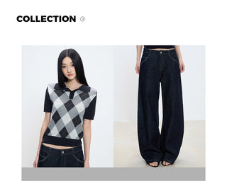 plaid polo top