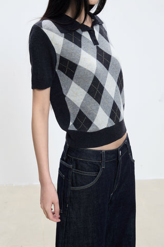 plaid polo top