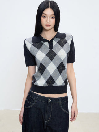 plaid polo top