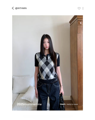 plaid polo top