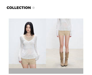V-neck halter blouse