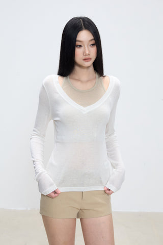 V-neck halter blouse