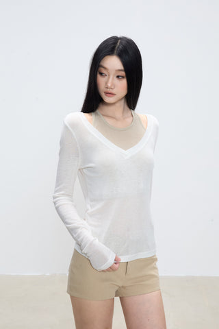 V-neck halter blouse