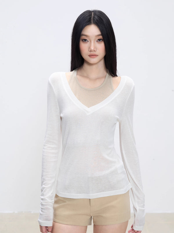 V-neck halter blouse