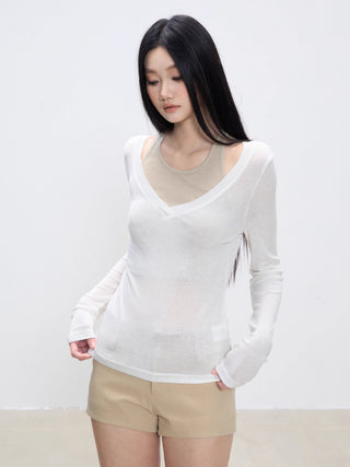 V-neck halter blouse