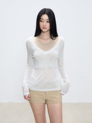 V-neck halter blouse