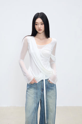 white slim top
