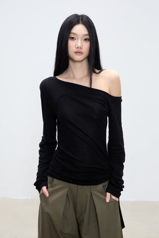 oblique shoulder top