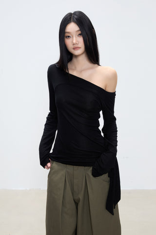 oblique shoulder top