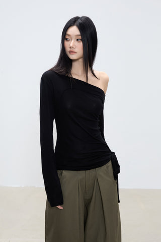 oblique shoulder top