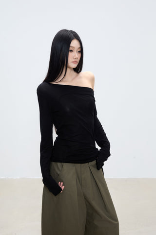 oblique shoulder top