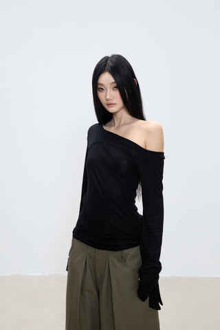 oblique shoulder top