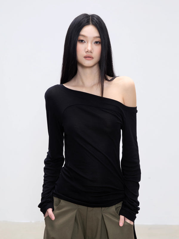 oblique shoulder top