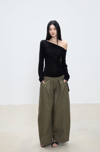 oblique shoulder top