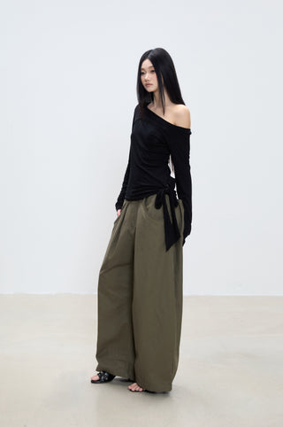 oblique shoulder top