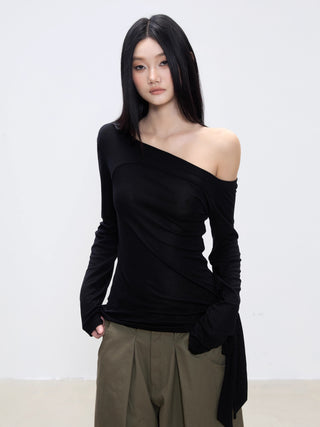 oblique shoulder top
