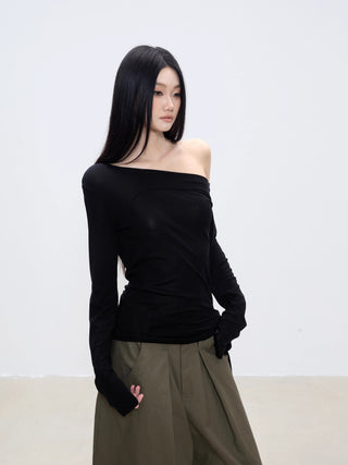 oblique shoulder top