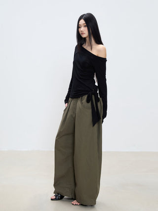 oblique shoulder top