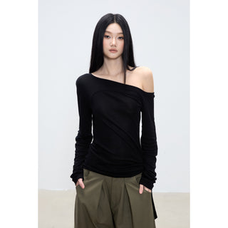 oblique shoulder top