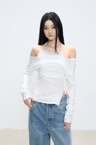 halter off-shoulder blouse