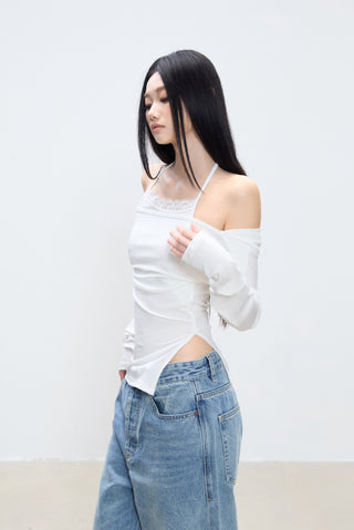 halter off-shoulder blouse