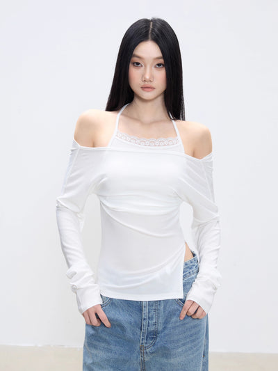 halter off-shoulder blouse