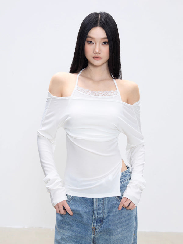 halter off-shoulder blouse